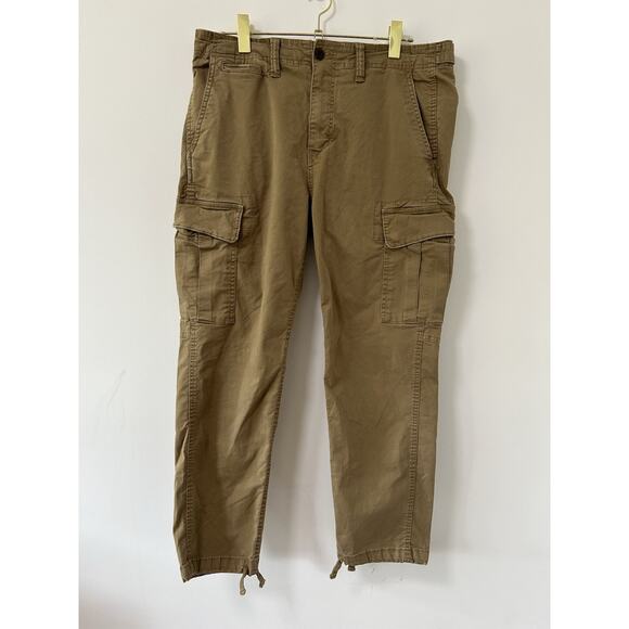 American Eagle Outfitters Other - American Eagle Cargo Pant Men 34 Tan Flex Work Logo Patch Straight Y2k Grunge